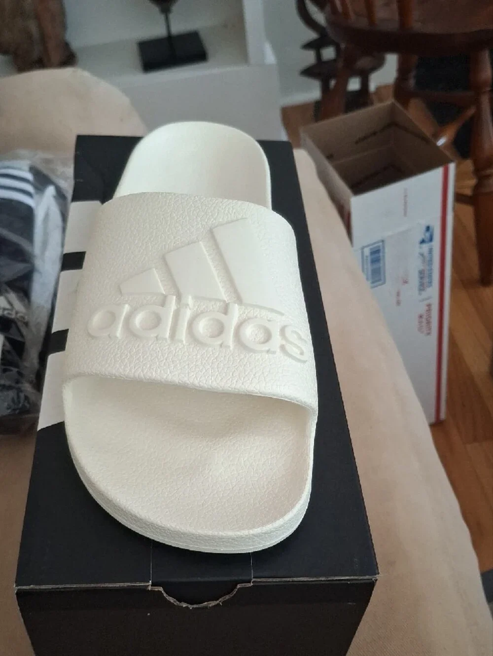 adidas Men’s Slide Sandal in Off-White Cream